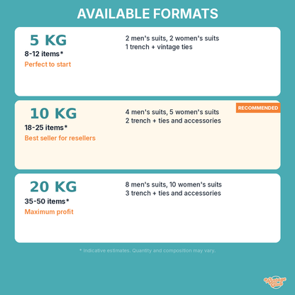 Available formats Vinted Reseller KiloBox - 5kg 10kg 20kg 50kg sizes