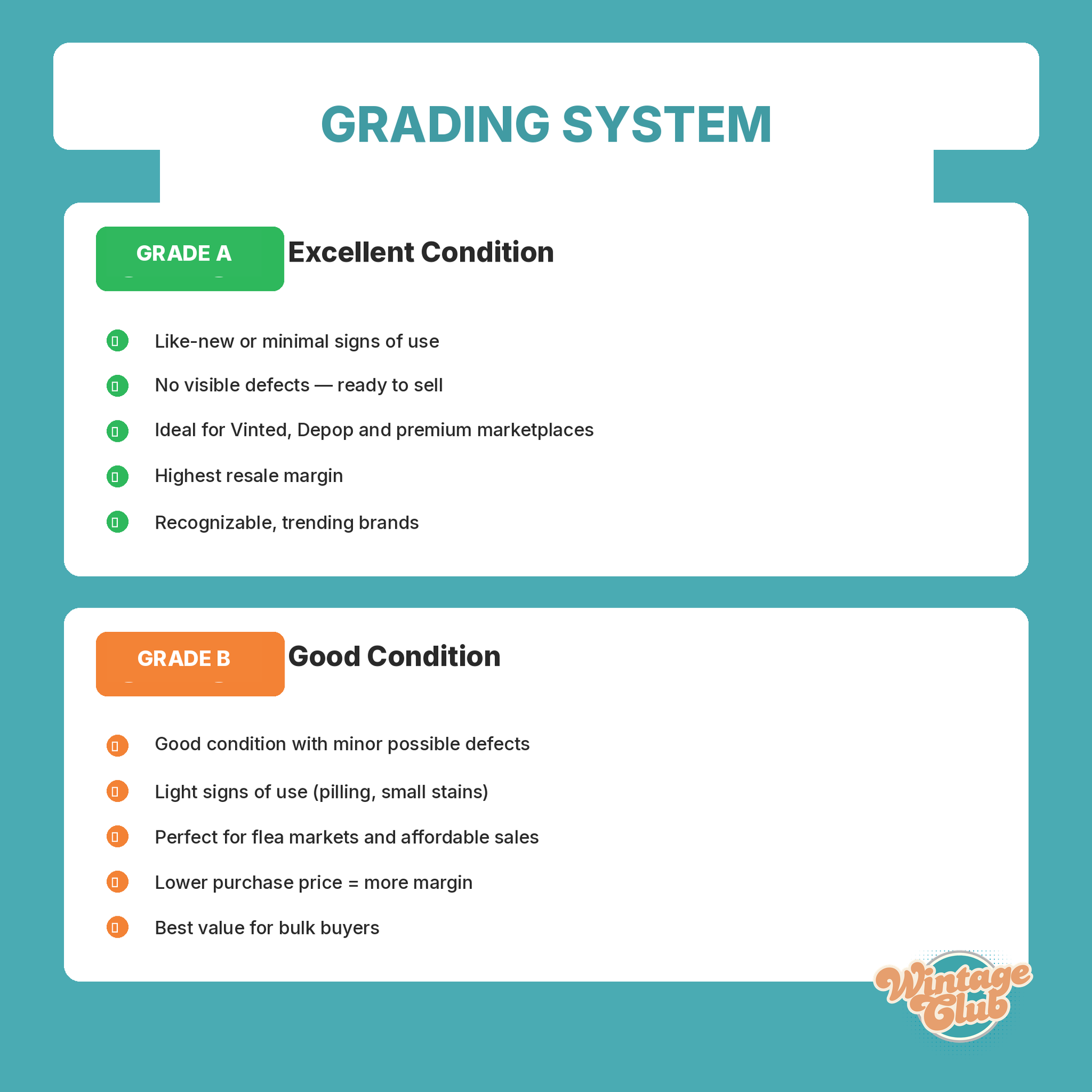 Grading system vintage clothing - Grade A and Grade B WintageClub