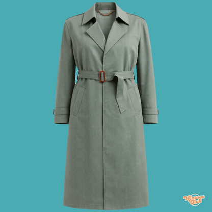 Trench donna verde salvia vintage - capo donna selezionato dalla Vinted Reseller Box Wintage Club