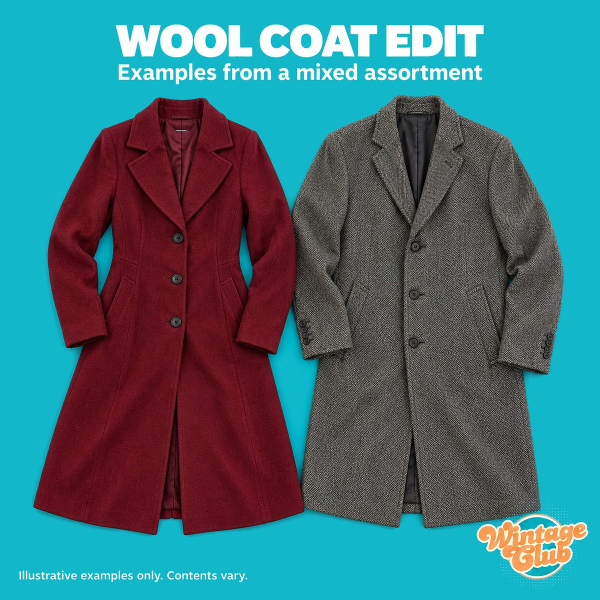 Cappotti in lana vintage — esempi di cappotti lunghi in lana nella KiloBox Cappotti & Trench (contenuto indicativo)