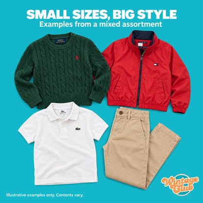 KiloBox Bambino — esempi da un assortimento misto: maglione, giubbotto, polo e pantaloni chino per bambino
