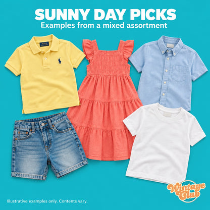 KiloBox Bambino — selezione primavera/estate bambino e bambina: polo, vestitino, camicia, shorts in denim e t-shirt