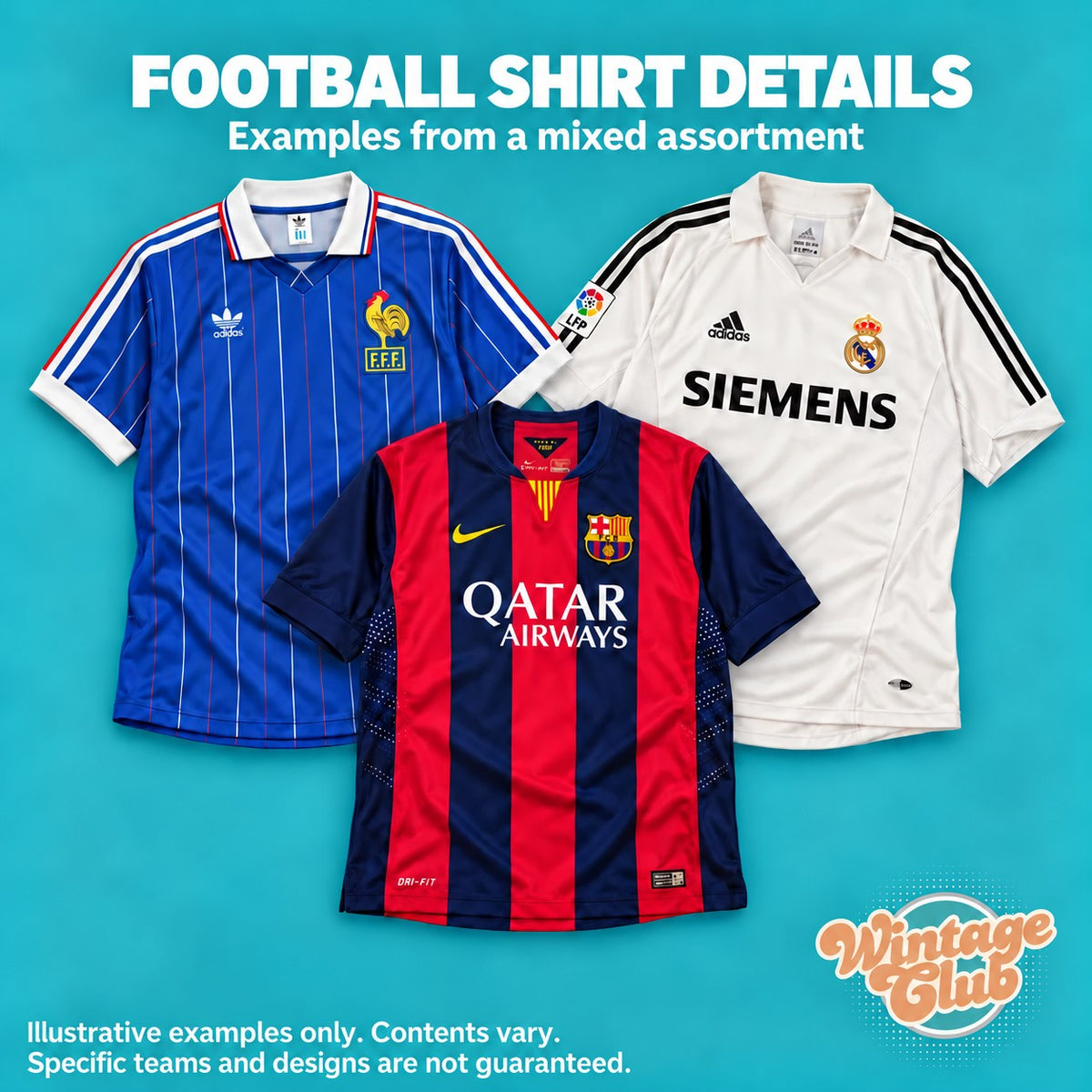 Box Maglie da Calcio — dettagli delle maglie: colletti, sponsor e stemmi (esempi illustrativi)