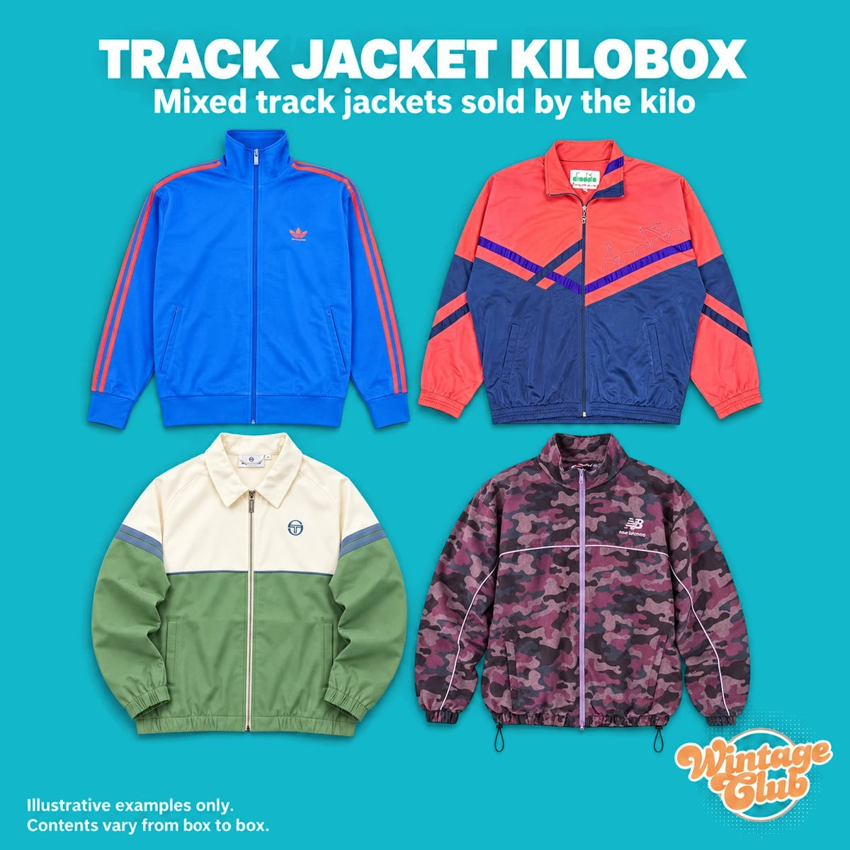 KiloBox Track Jacket Vintage — esempio di mix di giacche da tuta vendute al chilo (marchi e modelli non garantiti)