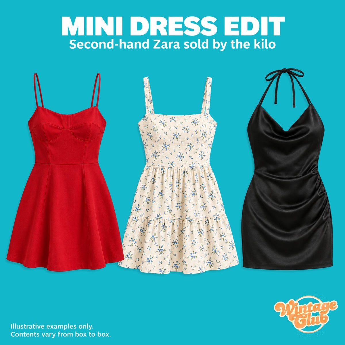 Box Solo Zara — mini dress: abiti corti rosso, a fiori e nero in raso